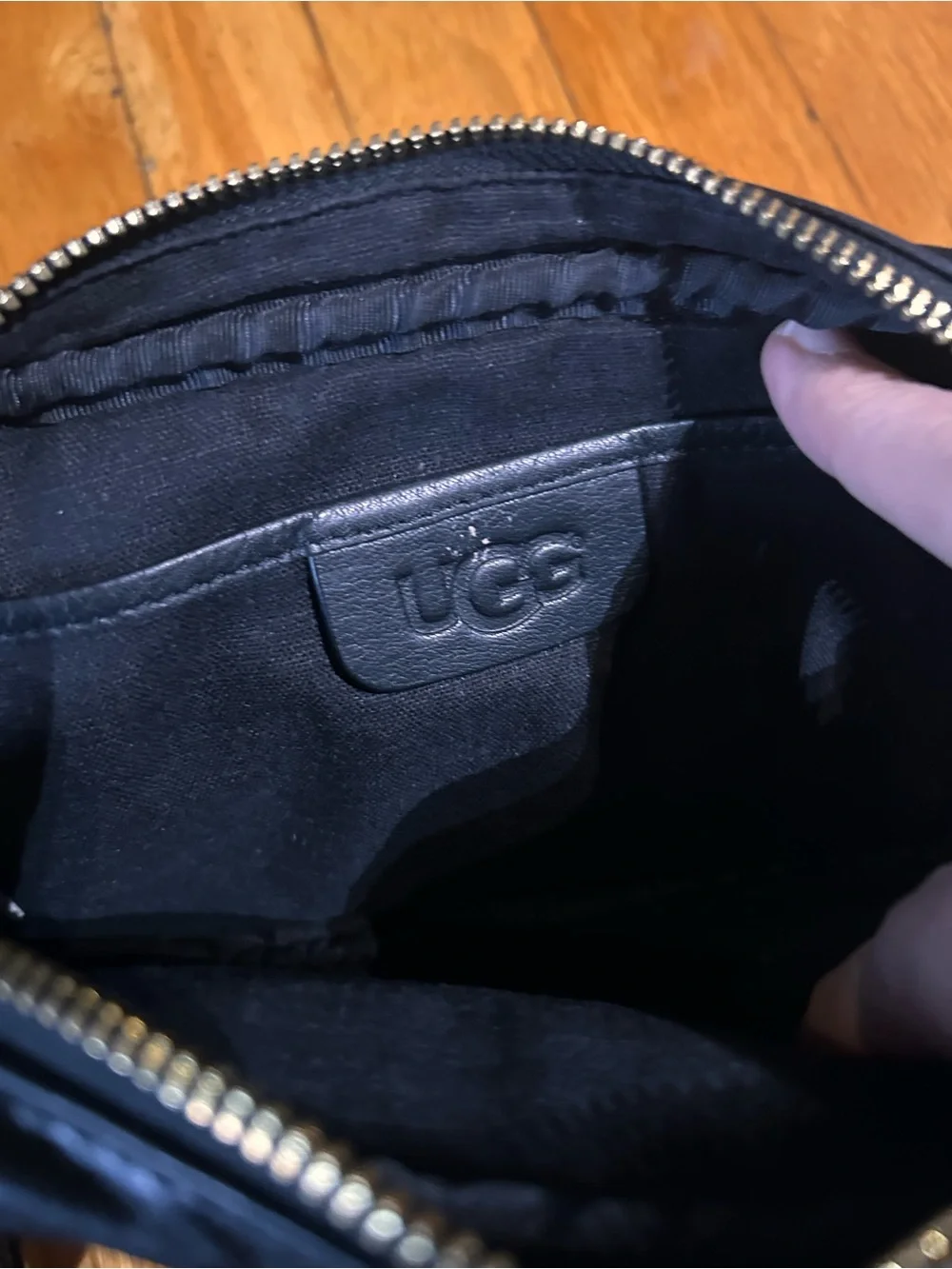 UGG Black Leather Crossbody Bag